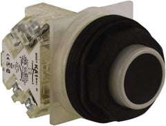 Schneider Electric - 30mm Mount Hole, Extended Straight, Pushbutton Switch with Contact Block - Black Pushbutton, Momentary (MO) - All Tool & Supply