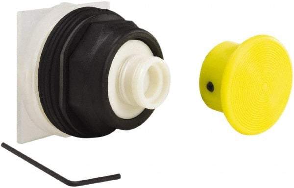 Schneider Electric - 30mm Mount Hole, Extended Mushroom Head, Pushbutton Switch Only - Round, Yellow Pushbutton, Momentary (MO) - All Tool & Supply