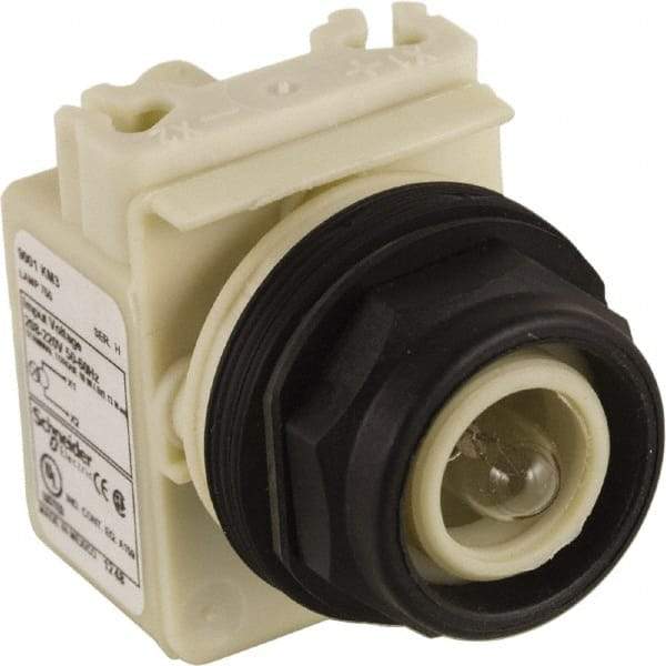 Schneider Electric - 208 VAC at 50/60 Hz via Transformer, 220 VAC at 50/60 Hz via Transformer Indicating Light - Round Lens, Screw Clamp Connector, Corrosion Resistant, Dust Resistant, Oil Resistant - All Tool & Supply