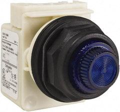 Schneider Electric - 110 VAC at 50/60 Hz via Transformer, 120 VAC at 50/60 Hz via Transformer Blue Lens Indicating Light - Round Lens, Screw Clamp Connector, Corrosion Resistant, Dust Resistant, Oil Resistant - All Tool & Supply