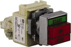 Schneider Electric - Extended Straight Pushbutton Switch Operator - Green, Red, Rectangle Button, Incandescent Lamp, Illuminated - All Tool & Supply