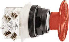 Schneider Electric - 30mm Mount Hole, Extended Mushroom Head, Pushbutton Switch with Contact Block - Round, Red Pushbutton, Momentary (MO) - All Tool & Supply