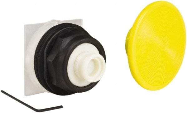 Schneider Electric - 30mm Mount Hole, Extended Mushroom Head, Pushbutton Switch Only - Round, Yellow Pushbutton, Momentary (MO) - All Tool & Supply