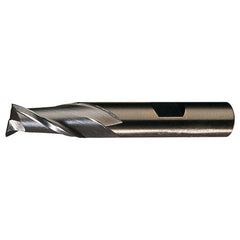 ‎27/64″ × 3/8″ × 13/16″ × 2-11/16″ RHS / RHC HSS-CO 8% (M42) Cobalt Single-End 2-Flute Center Cutting Finishing End Mill - TiN - Exact Industrial Supply