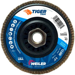 4-1/2″ Tiger Disc Abrasive Flap Disc, Angled, Trimmable Backing, 40Z, 5/8″-11 UNC Nut - All Tool & Supply