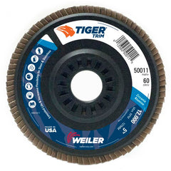 5″ Tiger Disc Abrasive Flap Disc, Angled, Trimmable Backing, 60Z, 7/8″ Arbor Hole - All Tool & Supply