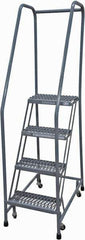 Cotterman - 70" 4 Step Rolling Warehouse Ladder - Rolling Safety Ladder, 450 Lb Capacity, 40" Platform Height, 20" Base Width x 31" Base Depth, Expanded Metal Tread - All Tool & Supply