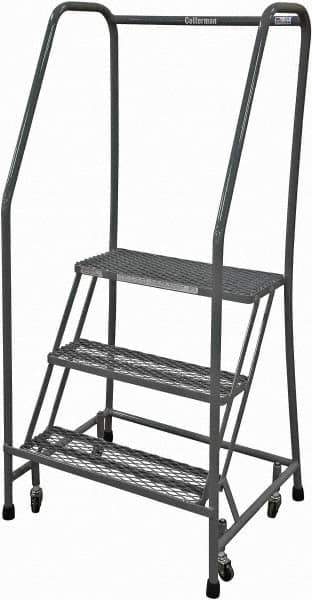 Cotterman - 60" 3 Step Rolling Warehouse Ladder - Rolling Safety Ladder, 450 Lb Capacity, 30" Platform Height, 30" Base Width x 30" Base Depth, Expanded Metal Tread - All Tool & Supply