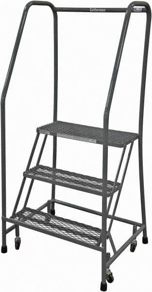 Cotterman - 60" 3 Step Rolling Warehouse Ladder - Rolling Safety Ladder, 450 Lb Capacity, 30" Platform Height, 20" Base Width x 26" Base Depth, Expanded Metal Tread - All Tool & Supply