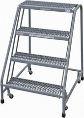 Cotterman - 40" 4 Step Rolling Warehouse Ladder - Rolling Safety Ladder, 450 Lb Capacity, 40" Platform Height, 30" Base Width x 31" Base Depth, Serrated Steel - All Tool & Supply