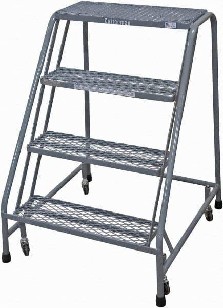 Cotterman - 40" 4 Step Rolling Warehouse Ladder - Rolling Safety Ladder, 450 Lb Capacity, 40" Platform Height, 30" Base Width x 31" Base Depth, Expanded Metal Tread - All Tool & Supply