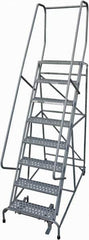 Cotterman - 110" 8 Step Rolling Warehouse Ladder - Rolling Safety Ladder, 450 Lb Capacity, 80" Platform Height, 32" Base Width x 58" Base Depth, Perforated Tread - All Tool & Supply