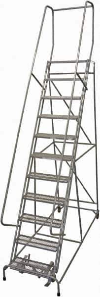 Cotterman - 140" 11 Step Rolling Warehouse Ladder - Rolling Safety Ladder, 450 Lb Capacity, 110" Platform Height, 32" Base Width x 78" Base Depth, Expanded Metal Tread - All Tool & Supply