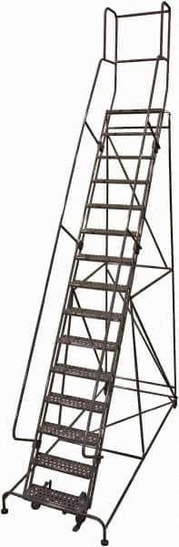 Cotterman - 192" 15 Step Rolling Warehouse Ladder - Rolling Safety Ladder, 450 Lb Capacity, 150" Platform Height, 42" Base Width x 108" Base Depth, Expanded Metal Tread - All Tool & Supply