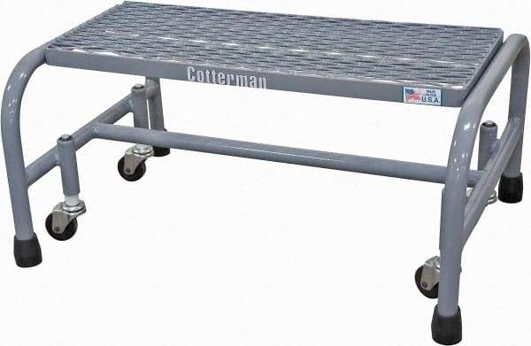 Cotterman - 12" 1 Step Rolling Warehouse Ladder - Rolling Safety Ladder, 450 Lb Capacity, 12" Platform Height, 26" Base Width x 19" Base Depth, Expanded Metal Tread - All Tool & Supply