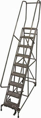 Cotterman - 120" 9 Step Rolling Warehouse Ladder - Rolling Safety Ladder, 450 Lb Capacity, 90" Platform Height, 24" Base Width x 77" Base Depth, Perforated Tread - All Tool & Supply