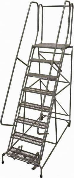 Cotterman - 110" 8 Step Rolling Warehouse Ladder - Rolling Safety Ladder, 450 Lb Capacity, 80" Platform Height, 32" Base Width x 71" Base Depth, Serrated Steel - All Tool & Supply