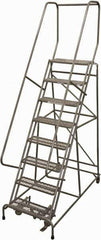 Cotterman - 110" 8 Step Rolling Warehouse Ladder - Rolling Safety Ladder, 450 Lb Capacity, 80" Platform Height, 24" Base Width x 61" Base Depth, Serrated Steel - All Tool & Supply