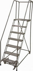 Cotterman - 100" 7 Step Rolling Warehouse Ladder - Rolling Safety Ladder, 450 Lb Capacity, 70" Platform Height, 30" Base Width x 63" Base Depth, Expanded Metal Tread - All Tool & Supply