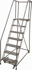 Cotterman - 100" 7 Step Rolling Warehouse Ladder - Rolling Safety Ladder, 450 Lb Capacity, 70" Platform Height, 24" Base Width x 63" Base Depth, Expanded Metal Tread - All Tool & Supply