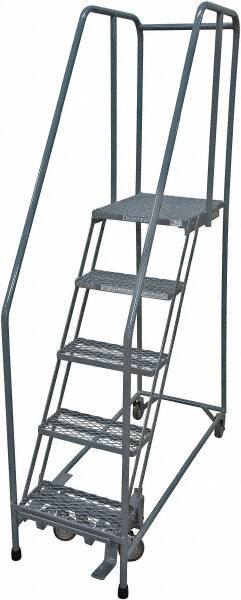 Cotterman - 80" 5 Step Rolling Warehouse Ladder - Rolling Safety Ladder, 450 Lb Capacity, 50" Platform Height, 30" Base Width x 50" Base Depth, Expanded Metal Tread - All Tool & Supply