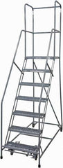 Cotterman - 100" 7 Step Rolling Warehouse Ladder - Rolling Safety Ladder, 450 Lb Capacity, 70" Platform Height, 30" Base Width x 53" Base Depth, Serrated Steel - All Tool & Supply