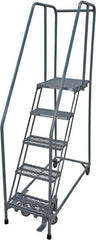 Cotterman - 80" 5 Step Rolling Warehouse Ladder - Rolling Safety Ladder, 450 Lb Capacity, 50" Platform Height, 30" Base Width x 40" Base Depth, Expanded Metal Tread - All Tool & Supply