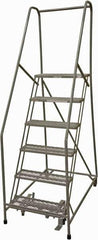 Cotterman - 90" 6 Step Rolling Warehouse Ladder - Rolling Safety Ladder, 450 Lb Capacity, 60" Platform Height, 24" Base Width x 46" Base Depth, Expanded Metal Tread - All Tool & Supply