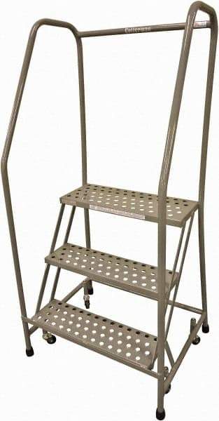 Cotterman - 60" 3 Step Rolling Warehouse Ladder - Rolling Safety Ladder, 450 Lb Capacity, 30" Platform Height, 20" Base Width x 36" Base Depth, Perforated Tread - All Tool & Supply