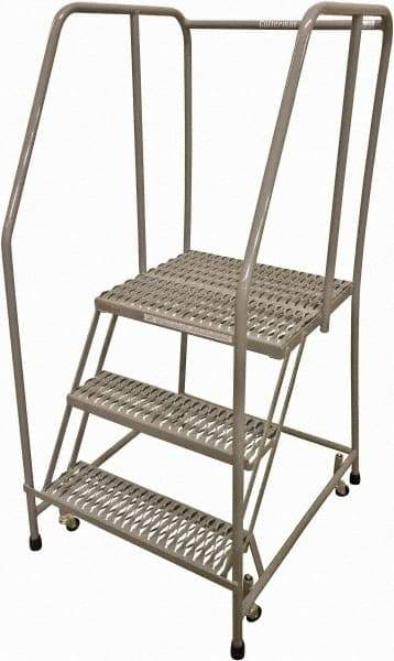 Cotterman - 60" 3 Step Rolling Warehouse Ladder - Rolling Safety Ladder, 450 Lb Capacity, 30" Platform Height, 30" Base Width x 36" Base Depth, Serrated Steel - All Tool & Supply