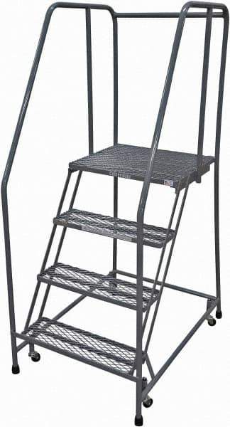 Cotterman - 70" 4 Step Rolling Warehouse Ladder - Rolling Safety Ladder, 450 Lb Capacity, 40" Platform Height, 30" Base Width x 31" Base Depth, Expanded Metal Tread - All Tool & Supply