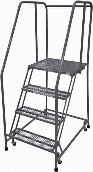 Cotterman - 70" 4 Step Rolling Warehouse Ladder - Rolling Safety Ladder, 450 Lb Capacity, 40" Platform Height, 20" Base Width x 41" Base Depth, Expanded Metal Tread - All Tool & Supply