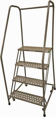 Cotterman - 70" 4 Step Rolling Warehouse Ladder - Rolling Safety Ladder, 450 Lb Capacity, 40" Platform Height, 30" Base Width x 31" Base Depth, Serrated Steel - All Tool & Supply