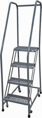 Cotterman - 70" 4 Step Rolling Warehouse Ladder - Rolling Safety Ladder, 450 Lb Capacity, 40" Platform Height, 20" Base Width x 31" Base Depth, Serrated Steel - All Tool & Supply