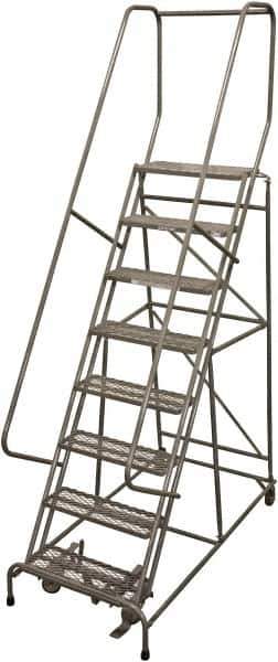 Cotterman - 110" 8 Step Rolling Warehouse Ladder - Rolling Safety Ladder, 450 Lb Capacity, 80" Platform Height, 32" Base Width x 61" Base Depth, Expanded Metal Tread - All Tool & Supply