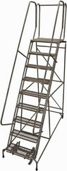 Cotterman - 120" 9 Step Rolling Warehouse Ladder - Rolling Safety Ladder, 450 Lb Capacity, 90" Platform Height, 32" Base Width x 77" Base Depth, Expanded Metal Tread - All Tool & Supply