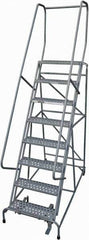 Cotterman - 110" 8 Step Rolling Warehouse Ladder - Rolling Safety Ladder, 450 Lb Capacity, 80" Platform Height, 32" Base Width x 71" Base Depth, Perforated Tread - All Tool & Supply