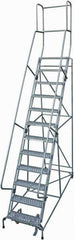 Cotterman - 162" 12 Step Rolling Warehouse Ladder - Rolling Safety Ladder, 450 Lb Capacity, 120" Platform Height, 32" Base Width x 88" Base Depth, Expanded Metal Tread - All Tool & Supply