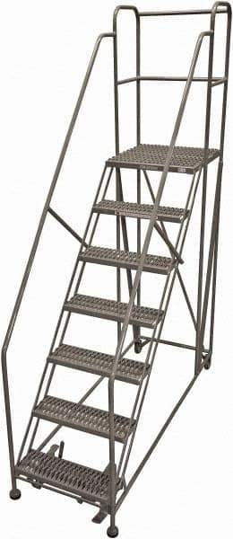 Cotterman - 106" 7 Step Rolling Work Platform - Rolling Work Platform, 800 Lb Capacity, 70" Platform Height, 40" Base Width x 87" Base Depth, Serrated Steel - All Tool & Supply