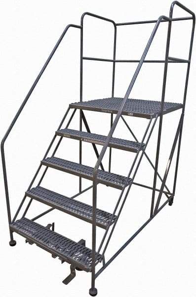 Cotterman - 86" 5 Step Rolling Work Platform - Rolling Work Platform, 800 Lb Capacity, 50" Platform Height, 40" Base Width x 82" Base Depth, Serrated Steel - All Tool & Supply