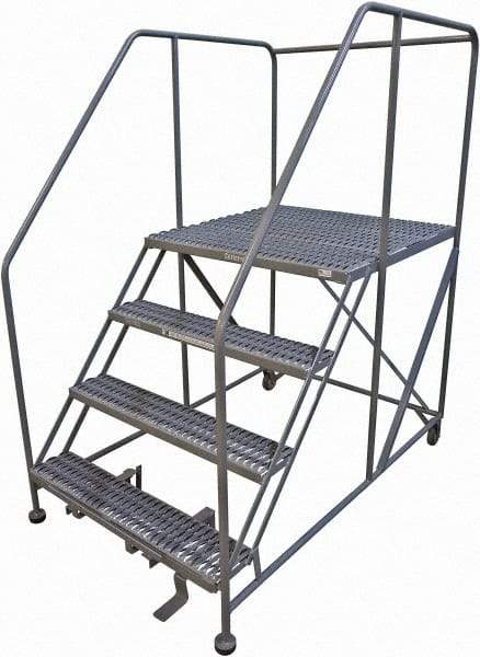 Cotterman - 70" 4 Step Rolling Work Platform - Rolling Work Platform, 800 Lb Capacity, 40" Platform Height, 40" Base Width x 74" Base Depth, Serrated Steel - All Tool & Supply