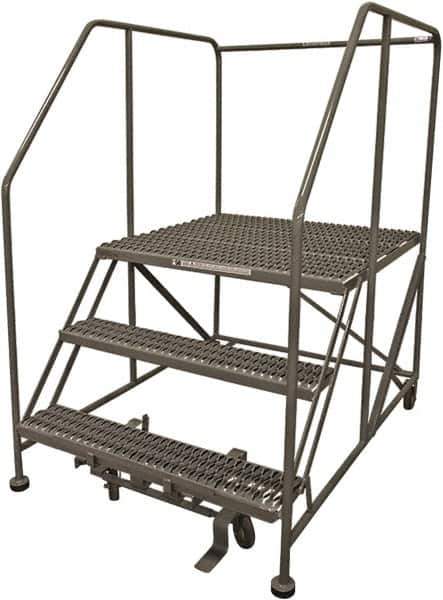 Cotterman - 60" 3 Step Rolling Work Platform - Rolling Work Platform, 800 Lb Capacity, 30" Platform Height, 40" Base Width x 65" Base Depth, Serrated Steel - All Tool & Supply