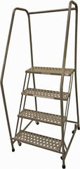 Cotterman - 70" 4 Step Rolling Warehouse Ladder - Rolling Safety Ladder, 450 Lb Capacity, 40" Platform Height, 30" Base Width x 43" Base Depth, Perforated Tread - All Tool & Supply