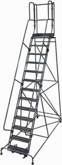 Cotterman - 172" 13 Step Rolling Warehouse Ladder - Rolling Safety Ladder, 450 Lb Capacity, 130" Platform Height, 42" Base Width x 105" Base Depth, Perforated Tread - All Tool & Supply