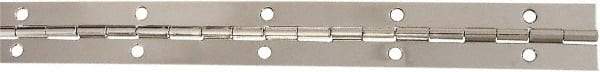 National Mfg. - 12" Long x 1-1/16" Wide, Steel Satin Nickel Coating Continuous Hinge - 0.042" Thick with Holes - All Tool & Supply