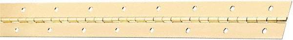 National Mfg. - 48" Long x 1-1/2" Wide, Steel Brass Finish Continuous Hinge - 0.042" Thick with Holes - All Tool & Supply