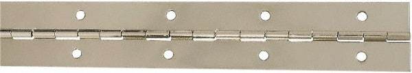 National Mfg. - 12" Long x 1-1/2" Wide, Steel Satin Nickel Coating Continuous Hinge - 0.042" Thick with Holes - All Tool & Supply