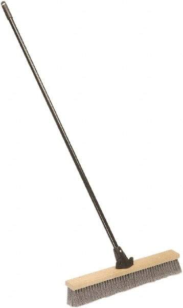 Ability One - 24" Medium Duty Polypropylene Push Broom - Wood Block, Bolt-On Handle Connection - All Tool & Supply