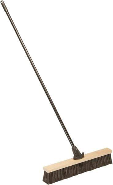 Ability One - 24" Medium Duty Polypropylene Push Broom - Wood Block, Bolt-On Handle Connection - All Tool & Supply