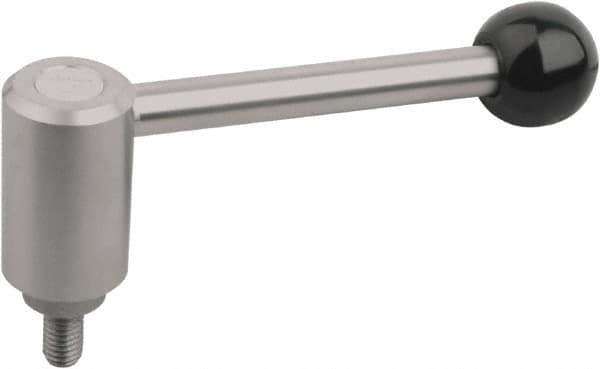 KIPP - 1/2-13, Stainless Steel Threaded Stud Adjustable Clamping Handle - 104mm OAL, 49.5mm High - All Tool & Supply